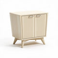 Mid-century modern beige nightstand cabinet with two doors dimensions 40 x 40 x 50cm