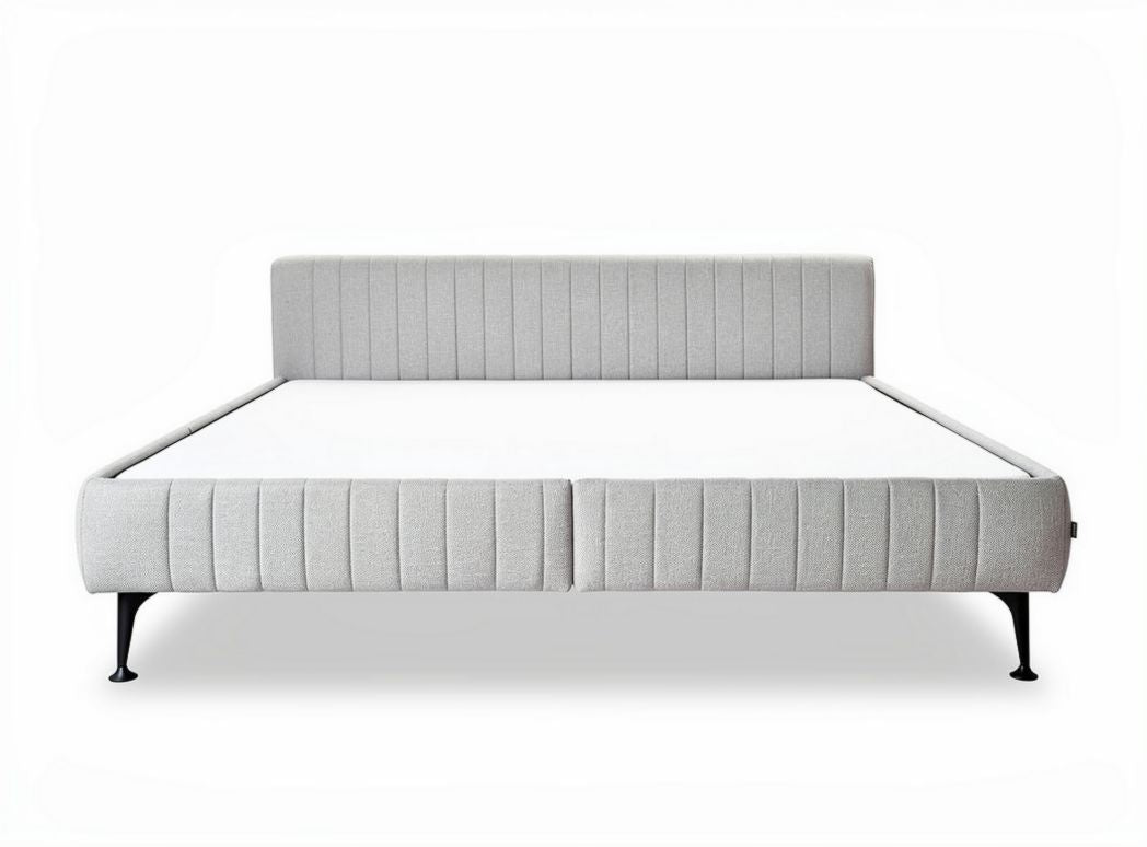 Fabric upholstered bed frame with metal legs in queen size 60 x 80 inches