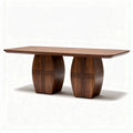 Wooden dining table with curved base design 200 x 100 x 75cm brown finish