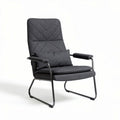 Upholstered lounge chair with metal frame and removable cushion in gray 80 x 70 x 100cm