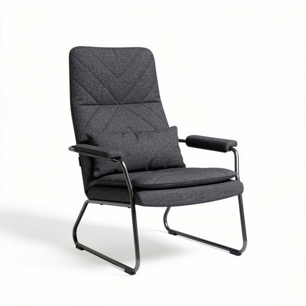 Upholstered lounge chair with metal frame and removable cushion in gray 80 x 70 x 100cm