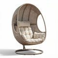 Woven rattan hanging chair with cushion for indoor and outdoor use 90 x 80 x 120cm
