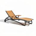 Outdoor lounger chair with adjustable backrest in wood and aluminum 200 x 70 x 40cm