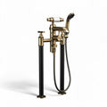 Freestanding vintage brass bathtub faucet with hand shower 30 x 15 x 100cm